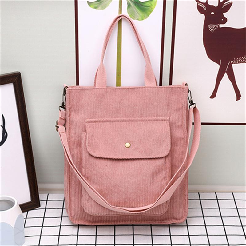 Retro Corduroy Women Handbags Large Capacity Messenger Totes Ladies Fashi Simple Designer Zipper Shoulder Wild Cloth Bag