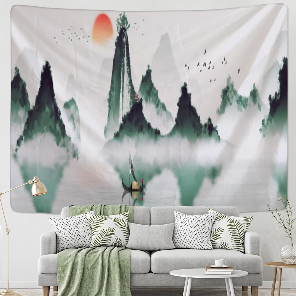Landscape Painting Art Wall Hanging Beautiful Bohemian Tapestry Sheet Beach Towel Bedroom Room Aesthetic Decoration Home Decor