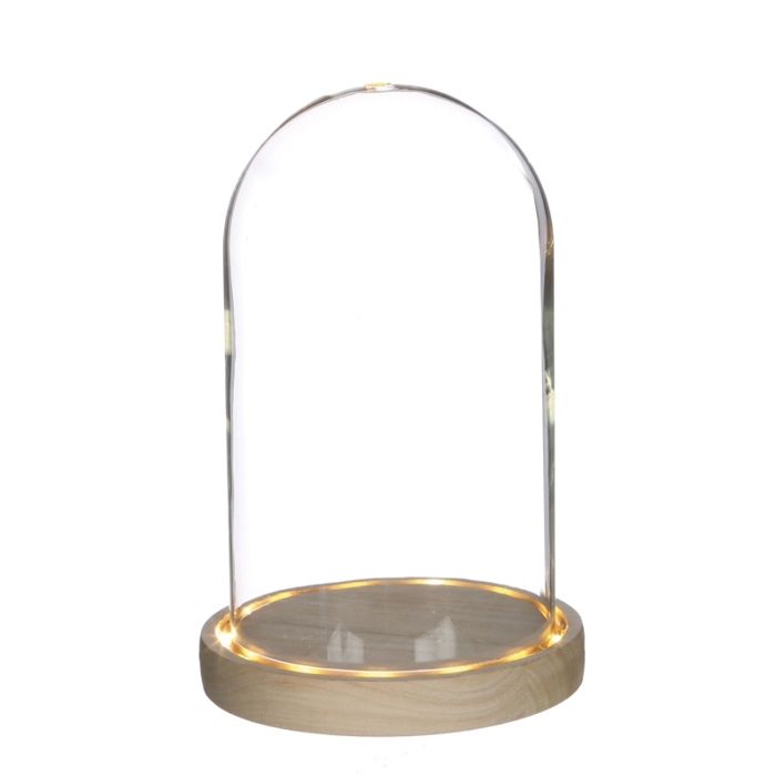 Cloche en verre lumineuse 21,5 cm x Ø 14 cm