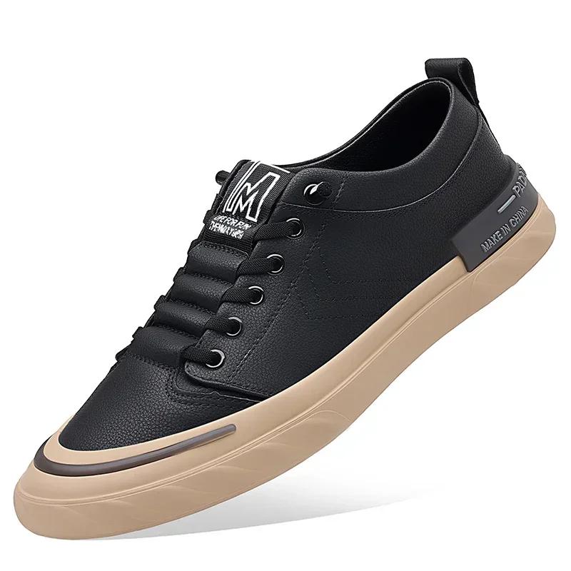 Fashion 2024 New Men Casual Leather Shoes Outdoor Antiskid Sneakers Fashion Flats Comfortable Handmade Trend Sneakers Shoes Oxford Shoes