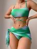 2024 Tie-Dye Women's Three-Piece Bikini Set with Mesh Skirt