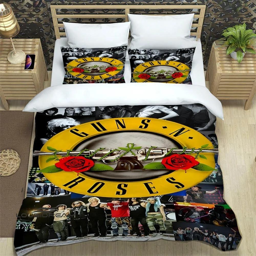 Rockeband Guns N' Roses Sengetøysett utsøkt sengetøy sett dynetrekk sengesett sengetøy luksus bursdagsgave