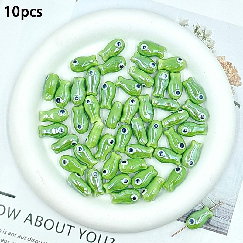 10Pcs Little Fish Ceramic Beads Diy Necklace Earrings Jewelry Accessories Pendants Loose Beads For Crafting