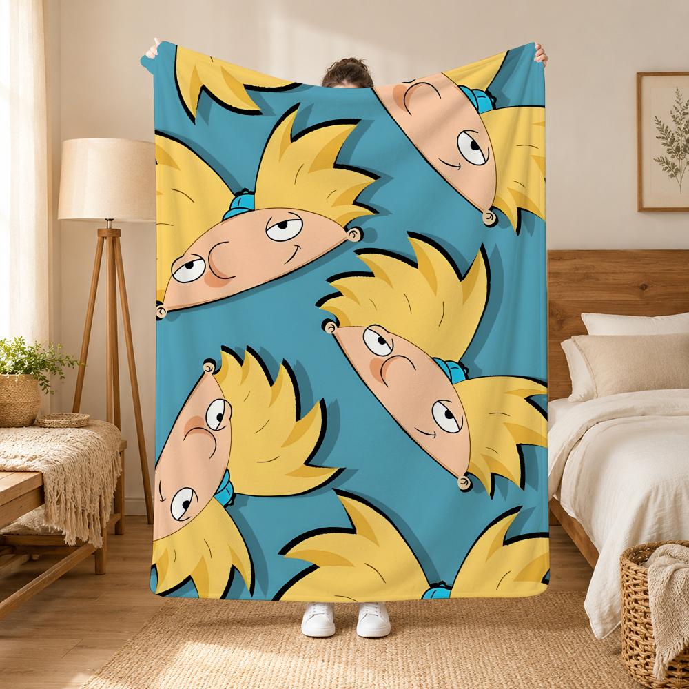 Hey Arnold Cartoon Throw 240g flannel blanket, suitable for sofas, beds, offices,  exquisite gift blankets