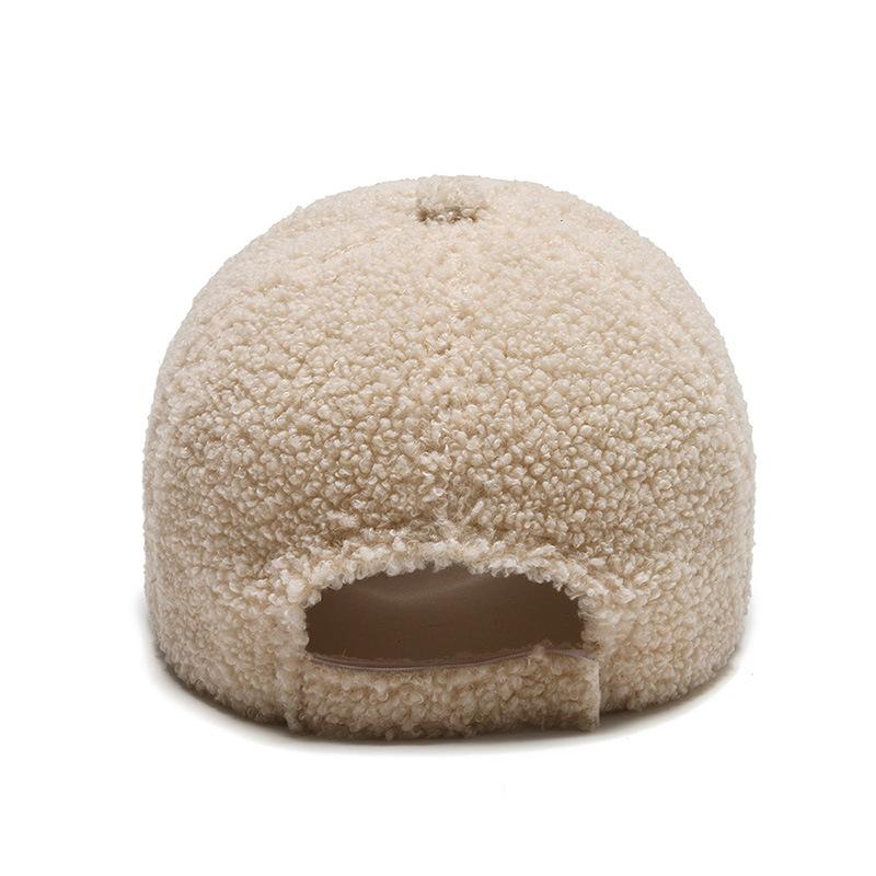 Plush Baseball Cap Letter Embroidery Lamb Wool Caps Women Sun Hat Girls Outdoor Warm Winter Snapback Korean Fashion Baseball Cap