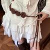 Vintage Brown Pu Leather Belt For Women With Wide Rivet Design For Boho Casual Style