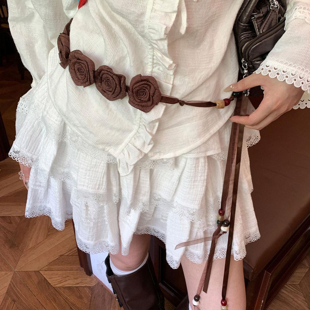 Vintage Brown Pu Leather Belt For Women With Wide Rivet Design For Boho Casual Style