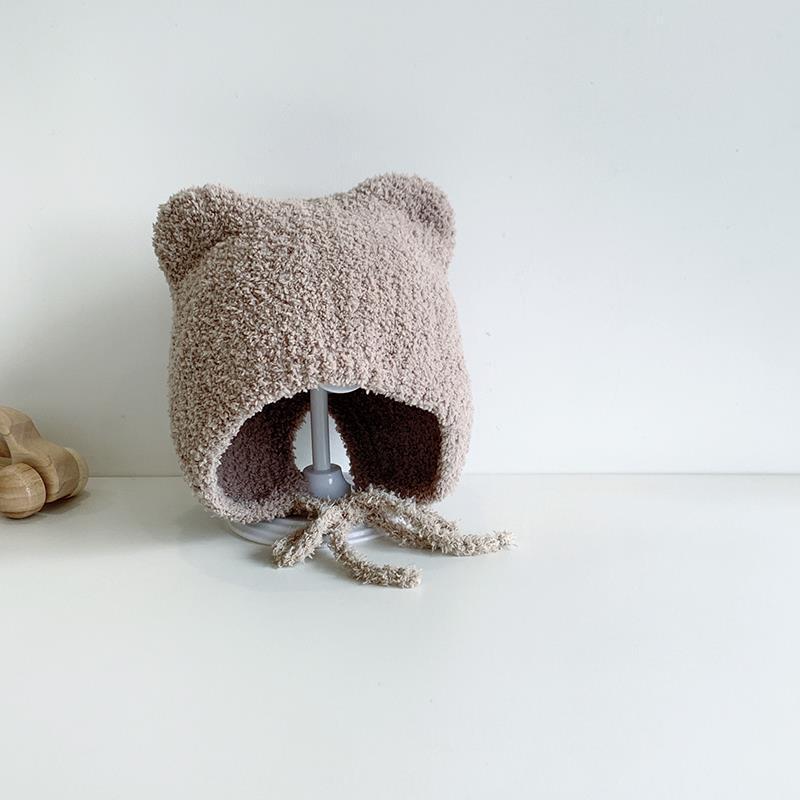 Solid Color Plush Baby Ear Protection Hat for Boys and Girls - Warm Autumn/Winter Style