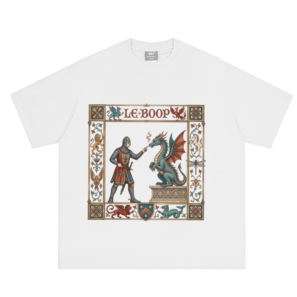 Le Boop Medieval Knight Dragon Funny Vintage Print TShirt Unisex Unisex Casual Loose Tshirts Summer Cotton fashion Tshirts tops