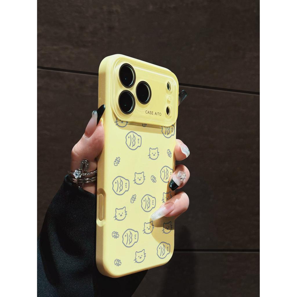 Suitable for Apple 17promax New Mobile Phone Case Cat and Fish iPhone Liquid Silicone Case