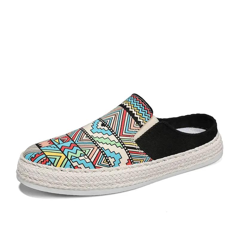 

Модные универсальные нескользящие полутапочки повседневная обувь для мужчин мюли мокасины больших размеров плоские кроссовки обувь для ходьбы Zapatos Hombre 44 чёрный