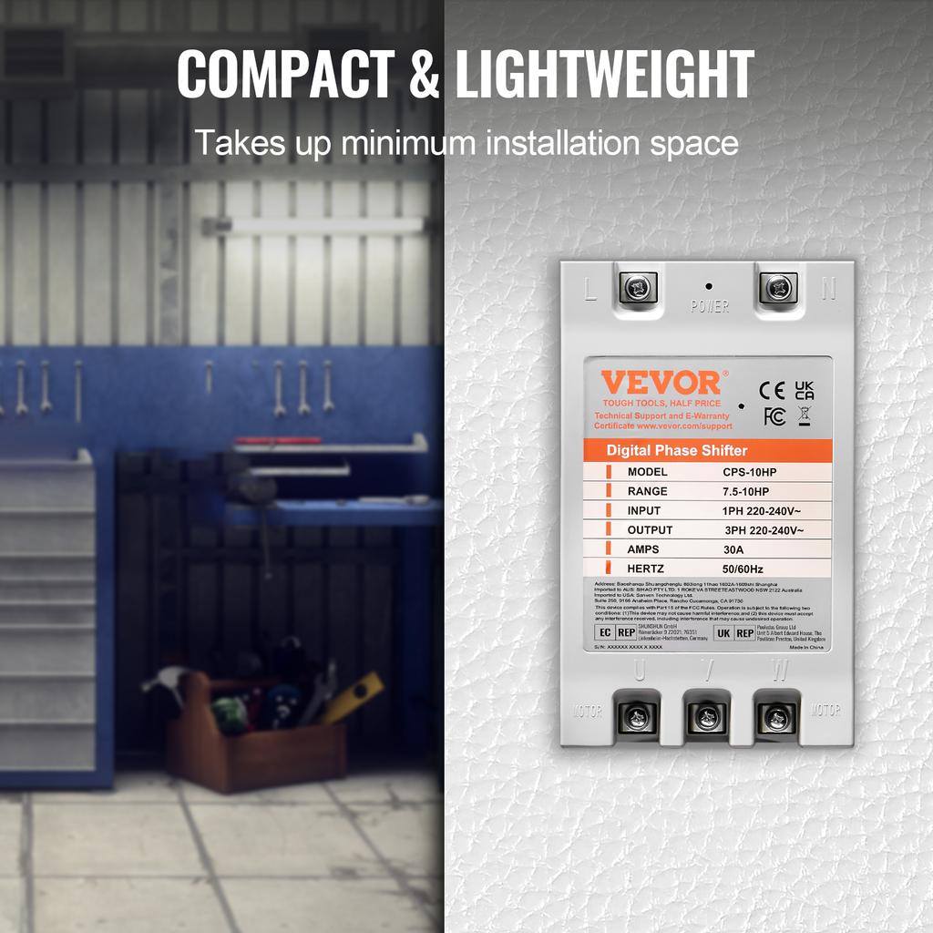 SucceBuy Digital Converter 5/7.5/10HP Single Phase to 3 Phase Converter Digital Phase Shifter for Residential Light Commercial