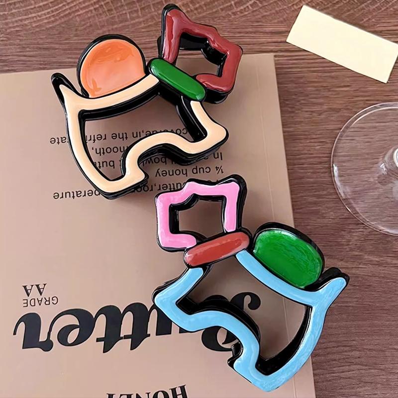 1Pc Cartoon Dog Shape Colorful Hair Claw Cute Hollow Out Creative Grab Clip Female Plastic Hair Clip
