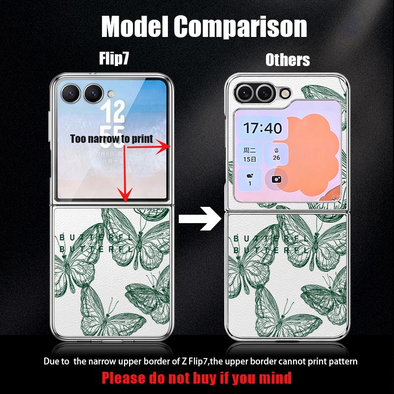 Line Butterfly Print Case For Samsung Z Flip 8 7 6 5 Luxury Plating Leather Skin Folding Phone Cover For Galaxy Z Flip8 Flip7 Flip6