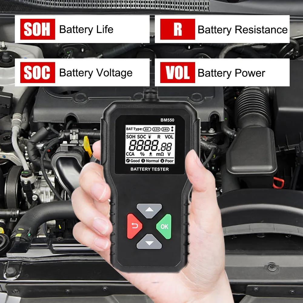 24V 6V 12V Battery Tester BM550 100-2000 CCA Test Analyzer Diagnostic Tool Detector Accessories For Car Motorcycle Truck Trailer