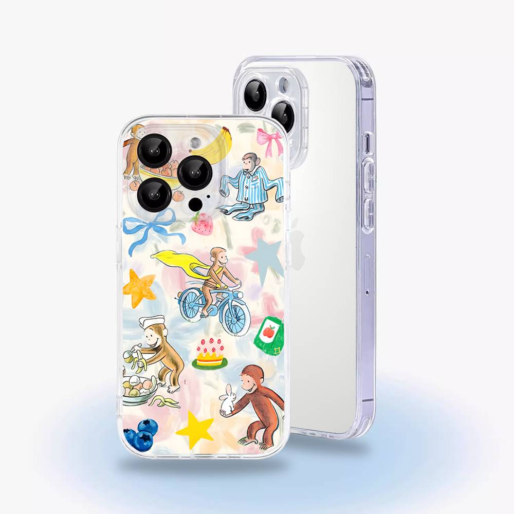 Mokey C-Curious G-George Phone Case For iPhone 16,15,14,13,12,11 Pro,Max,Plus,X,XS,XR,SE4,E Mini Transparent Soft Cover