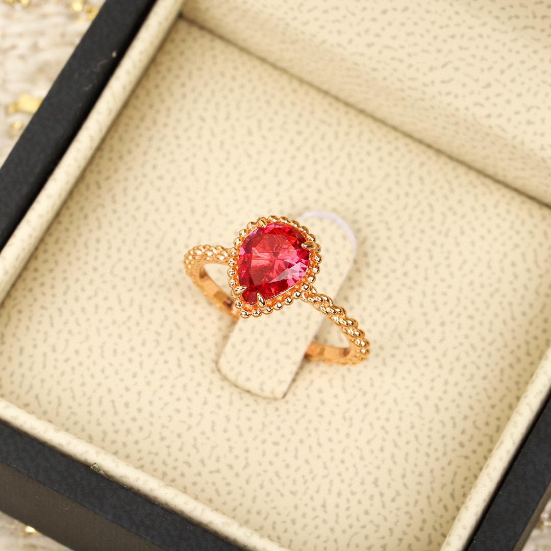 

New Vintage Hot Brand Women s Ring Luxury Designer Jewelry For Women Fashion Pure 925 Sterling Silver Lady Water Drop Rings 6 красный