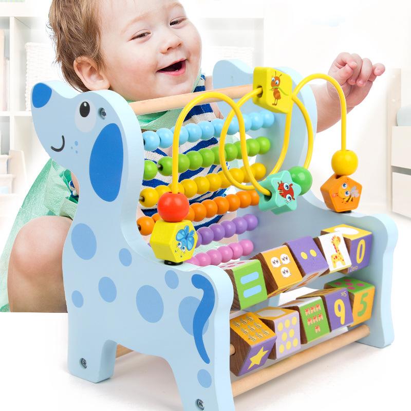 Wooden Children Beaded Around Beads Toys Early Education Building Block Calculation Rack 1 Year Old 3 Girls Educational Enlightenment Education