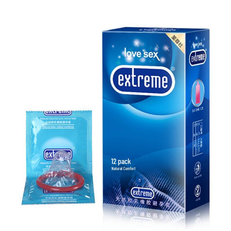 Adult Supreme Ultra-Thin Condoms with Granules, Medium Size, 12-Pack