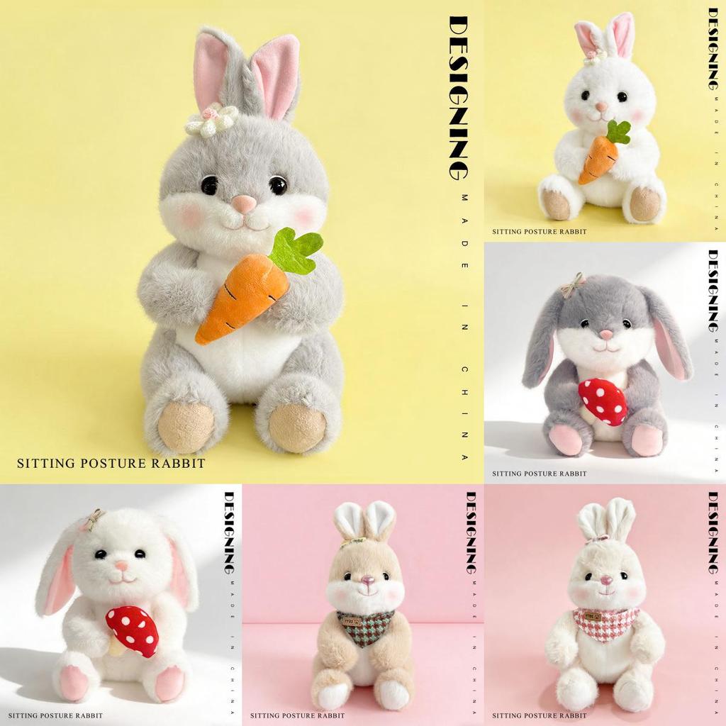 Plush Bunny Toy With Scarf And Carrot Design For Kids Gift Collection