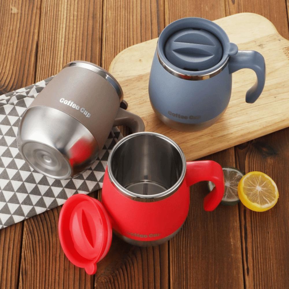 500ML Coffee Cup with Lid Water Cup Portable Thermal Cup  Heat Insulation