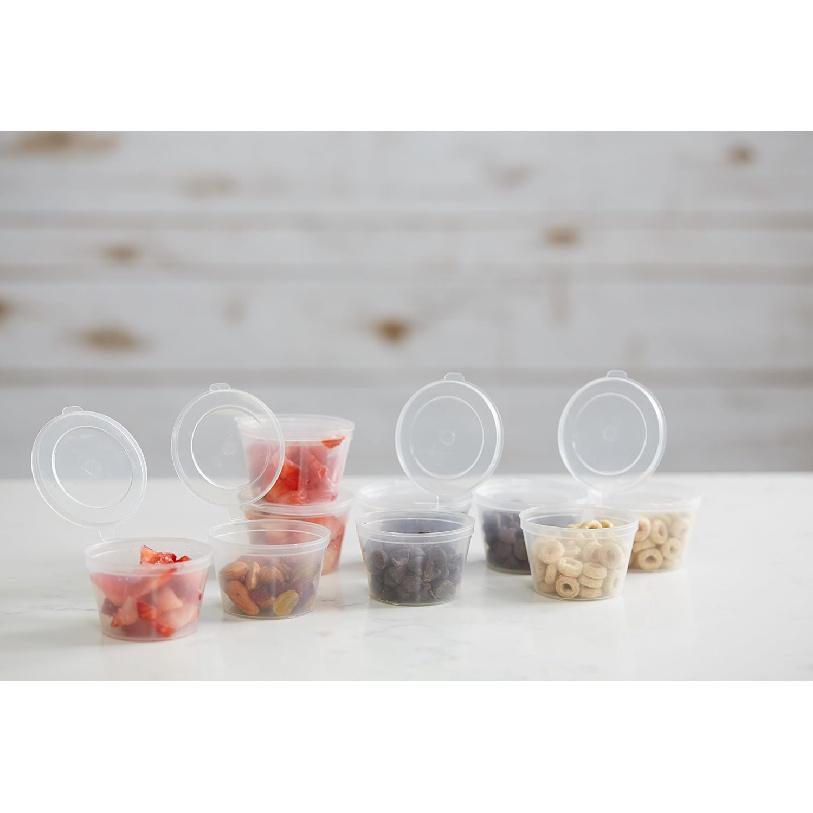 50 Pack BPA-Free Disposable Baby Food Freezer Storage Containers Hinged Lids (3 Oz) Labels | Leak-Proof | Travel Snack Cups | Store Homemade, Organic