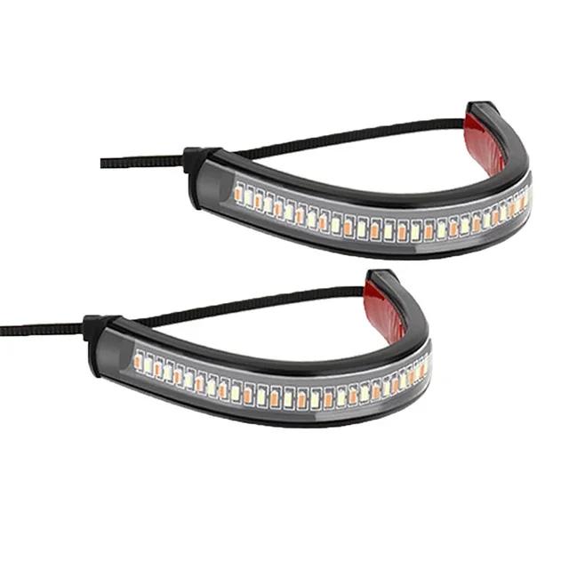 2Pcs 12V LED Ring Fork Strip Lamp Flashing Blinker Motorcycle Turn Signal Light & DRL Amber White Moto Flasher Auto Accessories