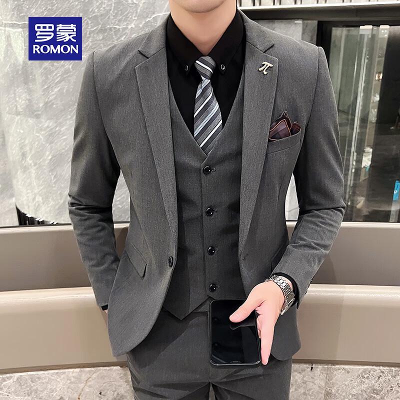 ROMON Men's Slim-Fit Business Formal Suit