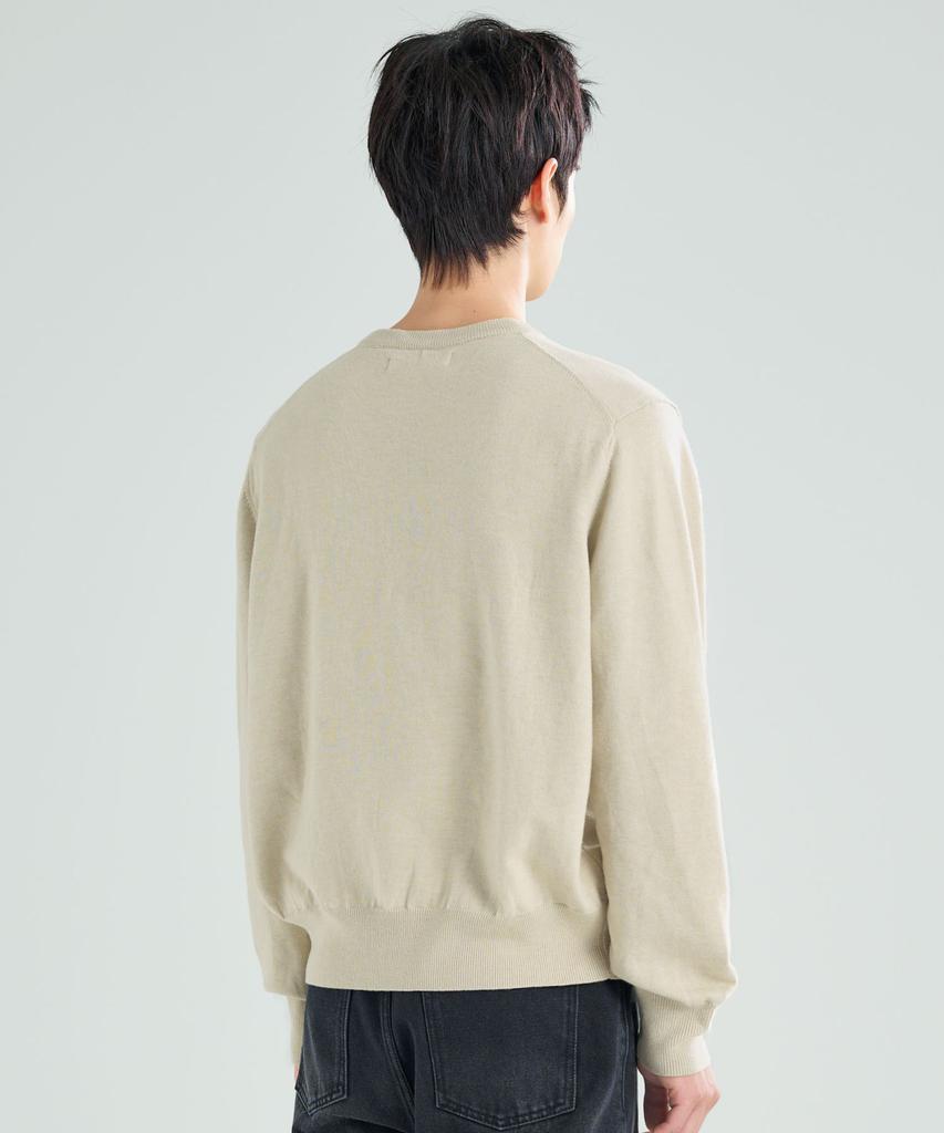 ZPLISH Plain V-Neck Knit Oatmeal