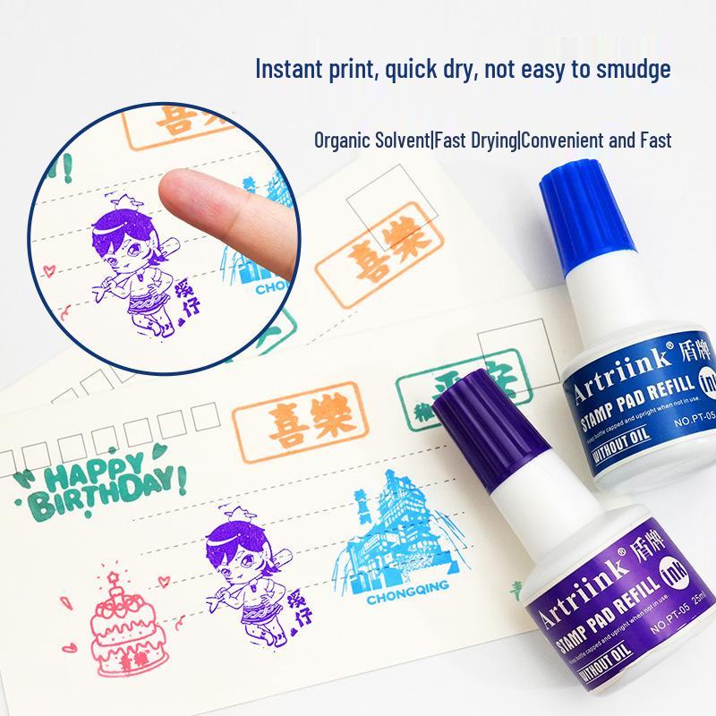 Shield Quick-Drying Red Ink Pad Refill, 25ml - Oil-Based for Financial Office Use