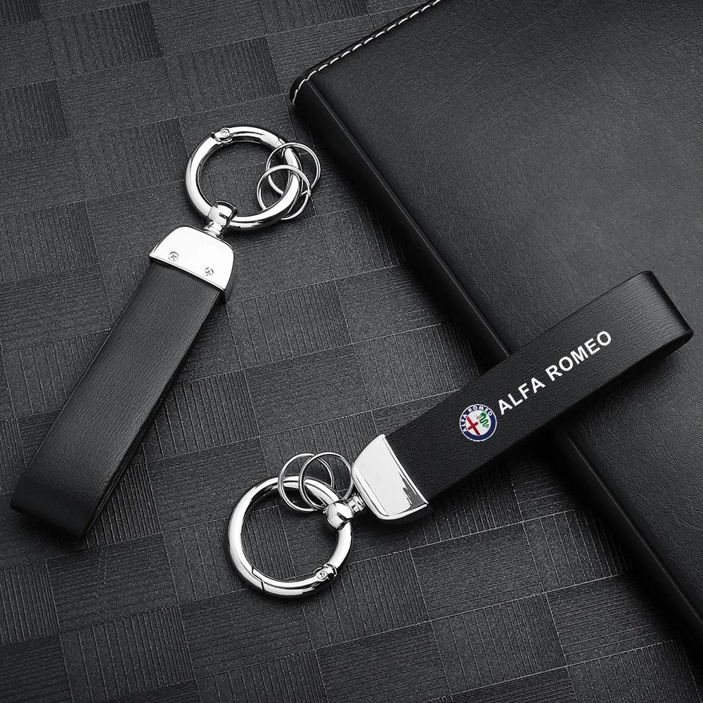 Car Stickers For Alfa Romeo Car Key Chain PU Leather Keyring Car Pendant Gift For Alfa Romeo Giulietta Giulia GT Brera Mito F1 S