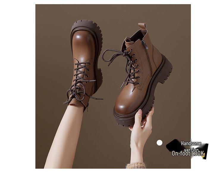 High-Quality 6CM Thick Sole Martin Boots for Women – Autumn 2025 British College Style, Four-Season Wear, Short Boots