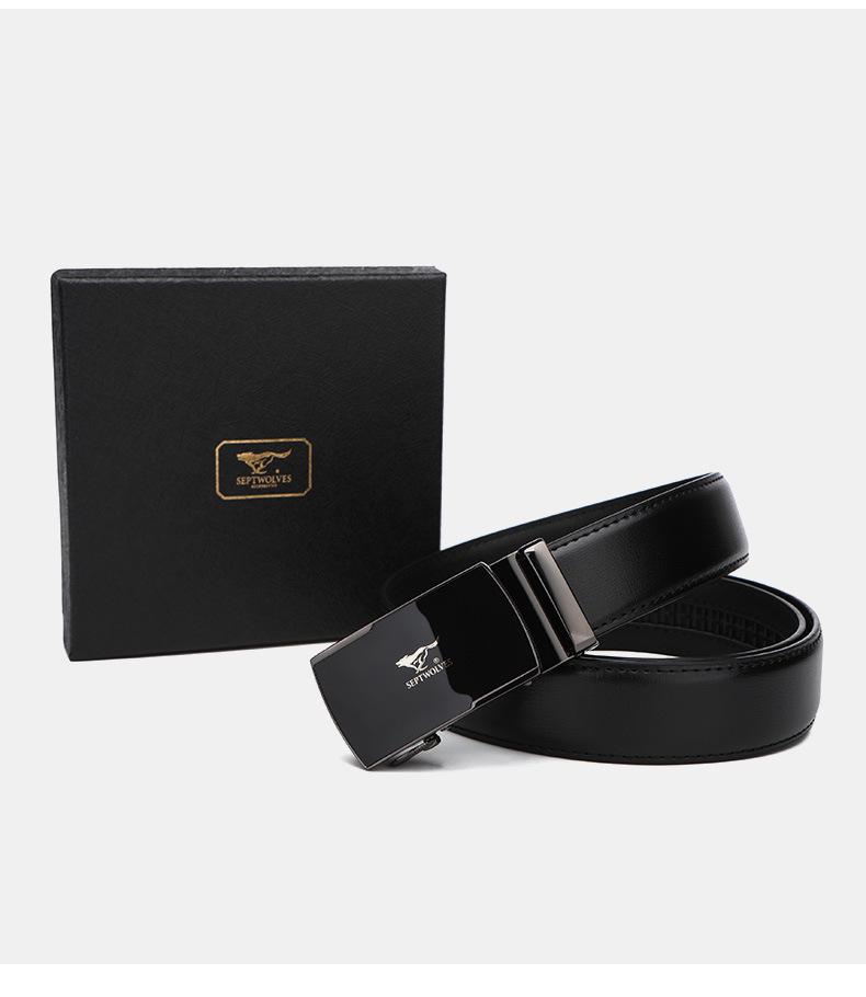 Seven Wolves Men's Classic Leather Belt with Automatic Buckle - Versatile Gift for Business and Casual Wear