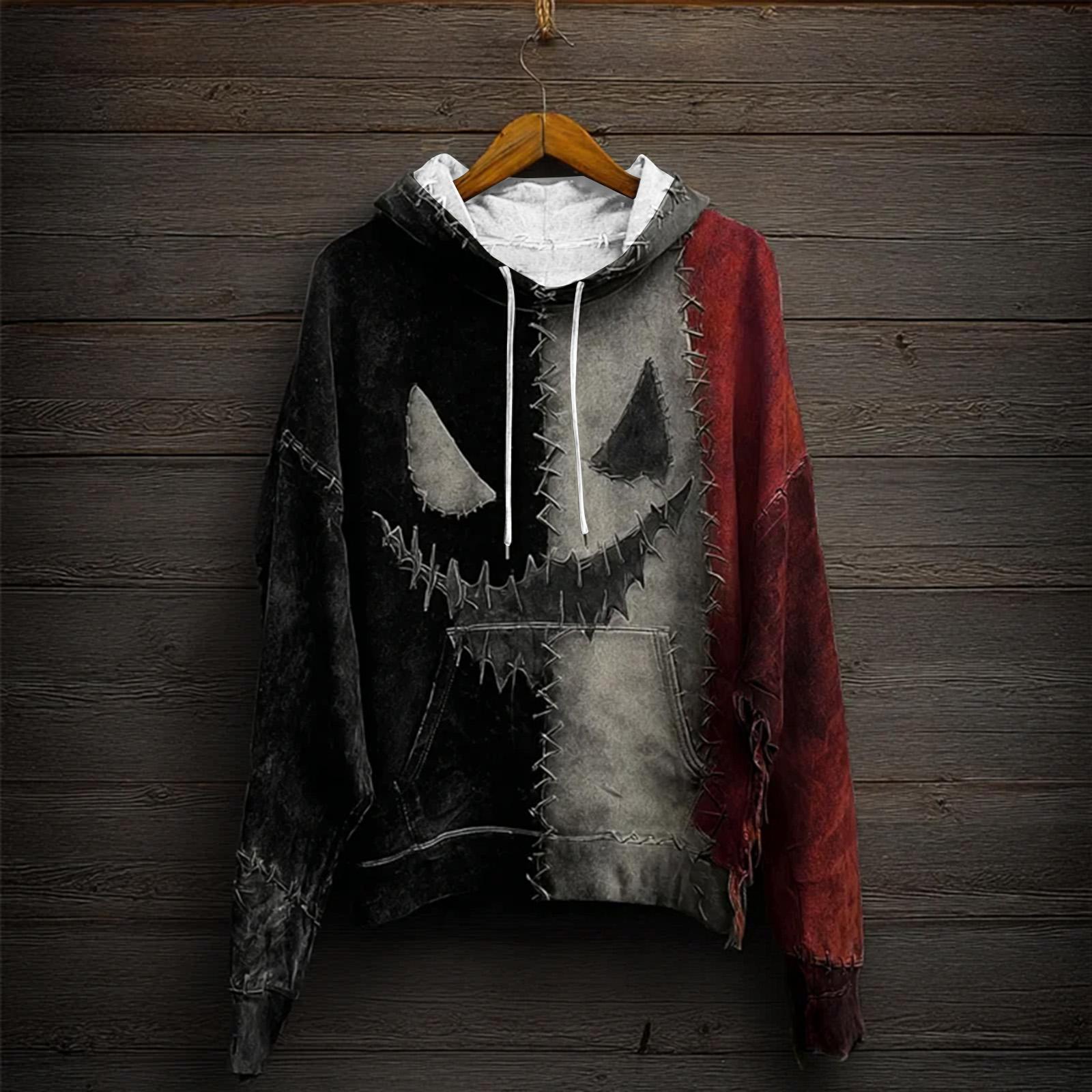 

Мужская повседневная спортивная толстовка с длинным рукавом на Хэллоуин XXXL красный