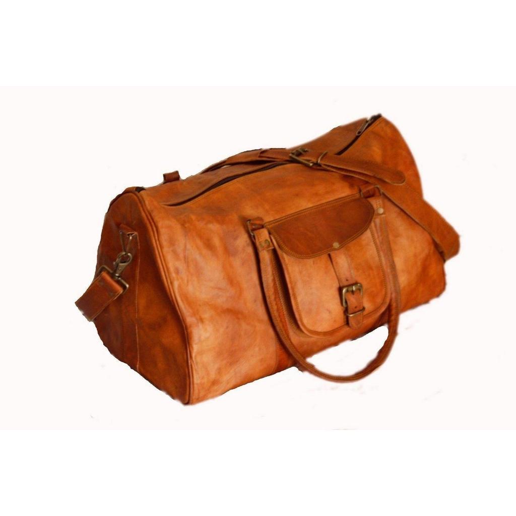 Duffle Men Goat Gym Leather Bag Luggage Travel Genuine S Brown Vintage Tote Bag