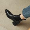 2024 Herbststiefel Damen Echtleder Schuhe für Damen Spitzschuh Stiefeletten Klobige Absatzschuhe Westernstiefel Plateauschuhe