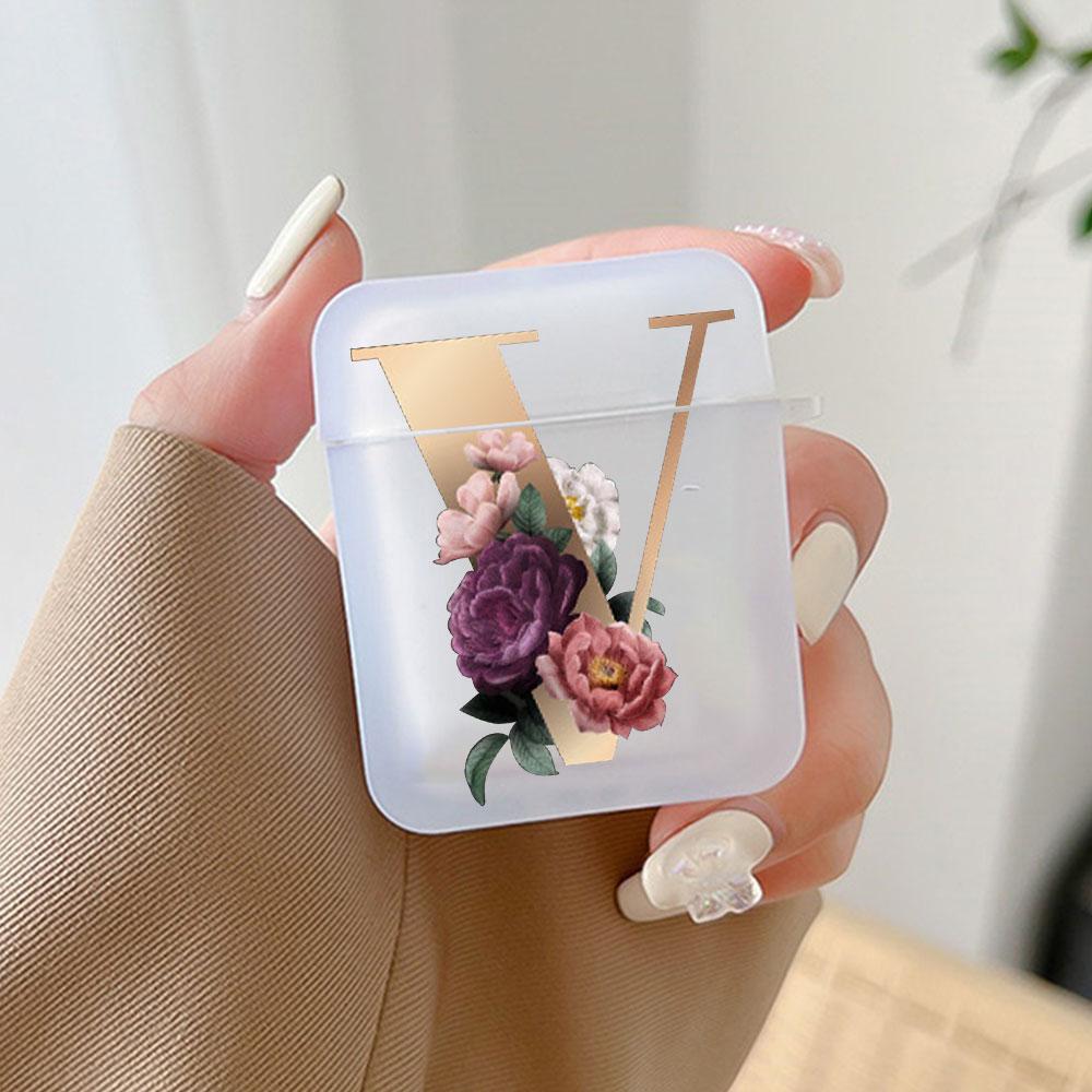 Cute Gold 26 Letters A Z Earphone Case for Airpods 4th 3rd Pro 3 2 Shockproof Cover for Airpod 2 3 1 Protective Accessorie Shell