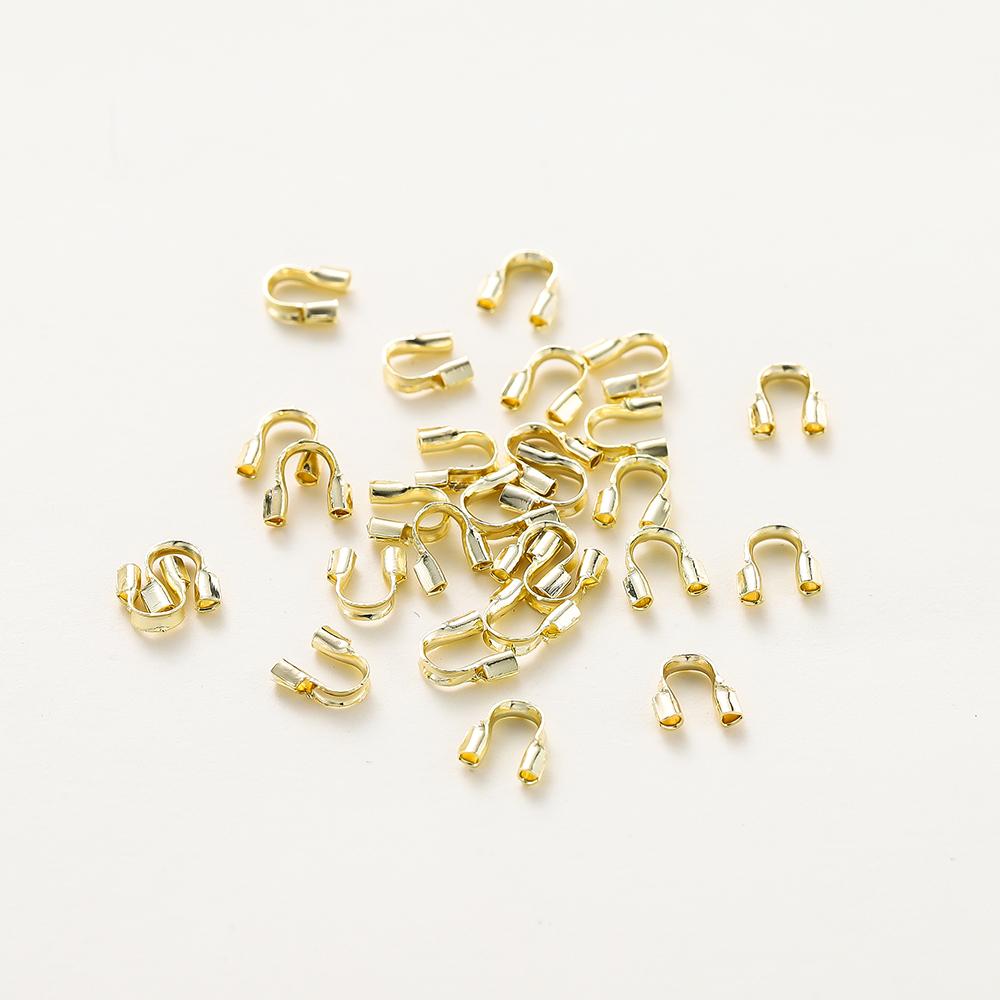 100pcs/lot 14K 18K Gold Plated 4mm U Shape Cord Wire Guard Protectors String Connectors Loops For DIY Jewelry Handmade Findings