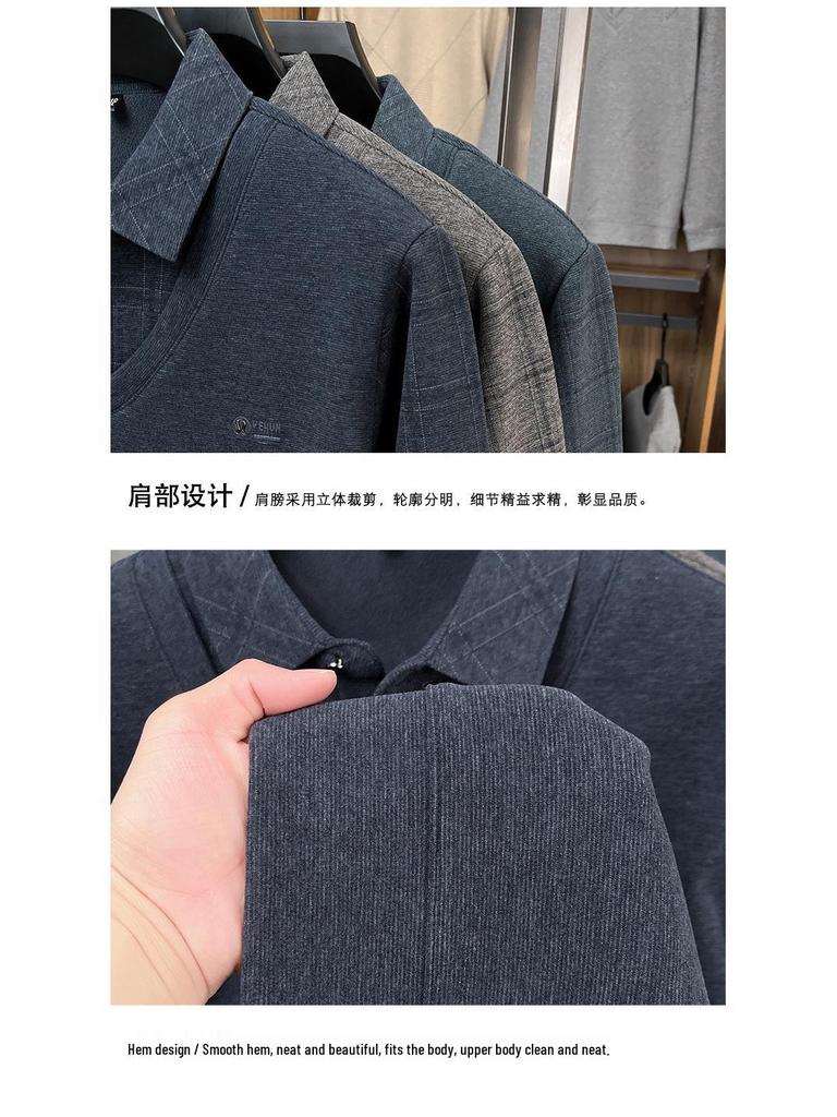 Dicker Samt-Strick-Pullover mit Revers für Männer mittleren Alters und ältere Männer - Stilvoller Zwei-in-Eins Winterpullover