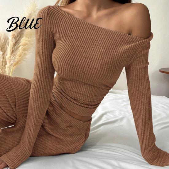 Flattering Figure Women Suit Women's 2 Piece Outfits Fall Casual Boat Neck Long Comfortable
