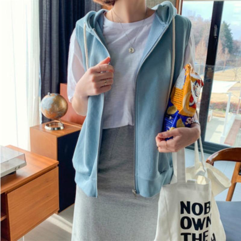 

Толстовка с капюшоном, безрукавка, серая, черная, жилет, универсальный, женский, короткий, тонкий, толстый, жилет, куртка, пальто XL небесно-голубой