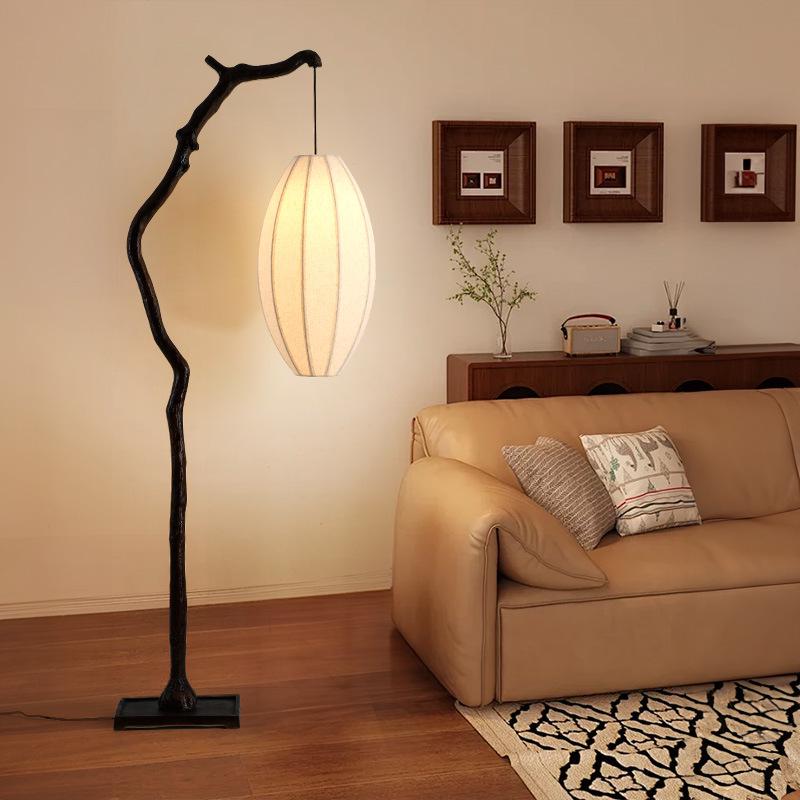 Brand New Zen Retro Wabi-Sabi Fabric Lantern Floor Lamp for Living Room & Tea Room Atmosphere