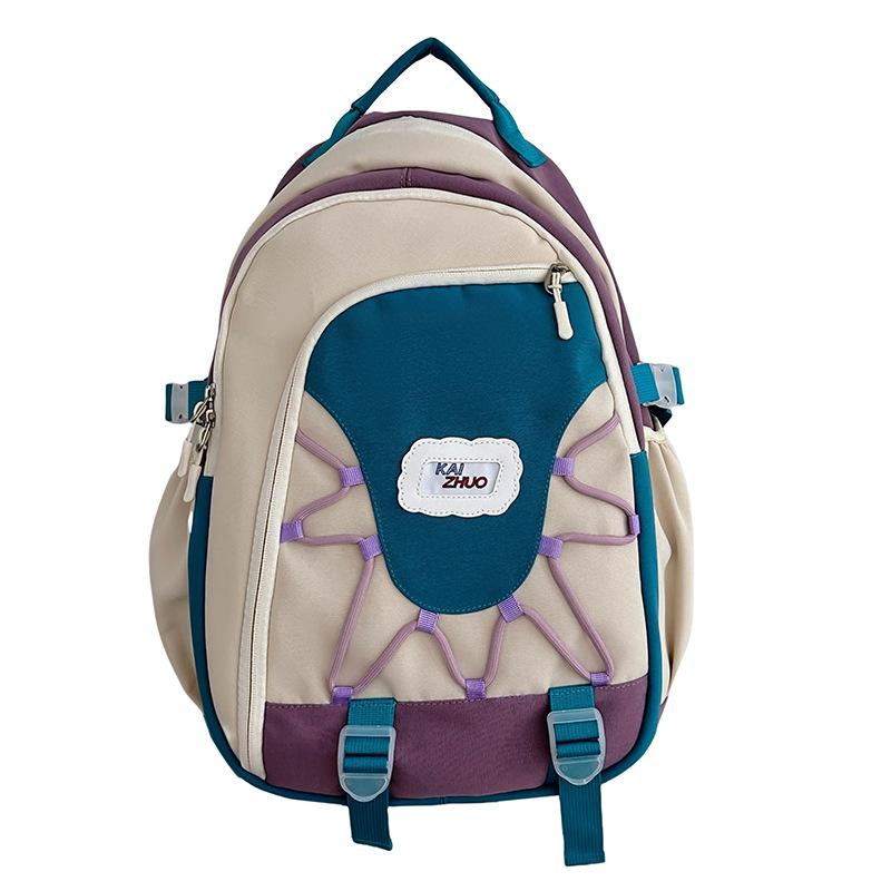 Schoolbag new American retro schoolbag ins wind junior high school students contrasting color backpack women's simple casual fashion going out