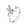 Copper Zirconia Adjustable Bird Design Anxiety Relief Ring For Women Summer