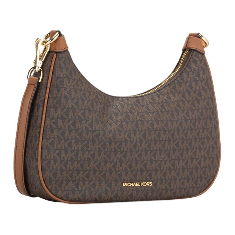 Michael Kors Cora Chain Monogram Classic Commuter Faux Leather Crossbody Shoulder Bag Large Women Bags Dark-Brown Acorn-Brown 35S2G4CW3B-200