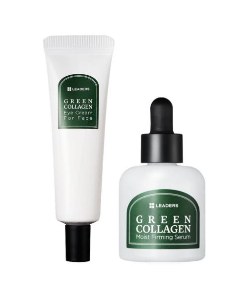 Leaders Green Collagen Moist Firming Serum 30ml + Green Collagen Eye Cream for Face 30ml