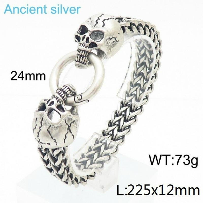 European and American Personality Domineering Punk Skull Titanium Steel Men's Bracelet