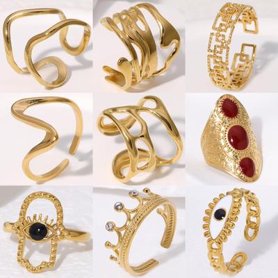 18K Gold Plated Stainless Steel Open Ring: Simple, Versatile, Niche Design, Colorfast Titanium Steel
