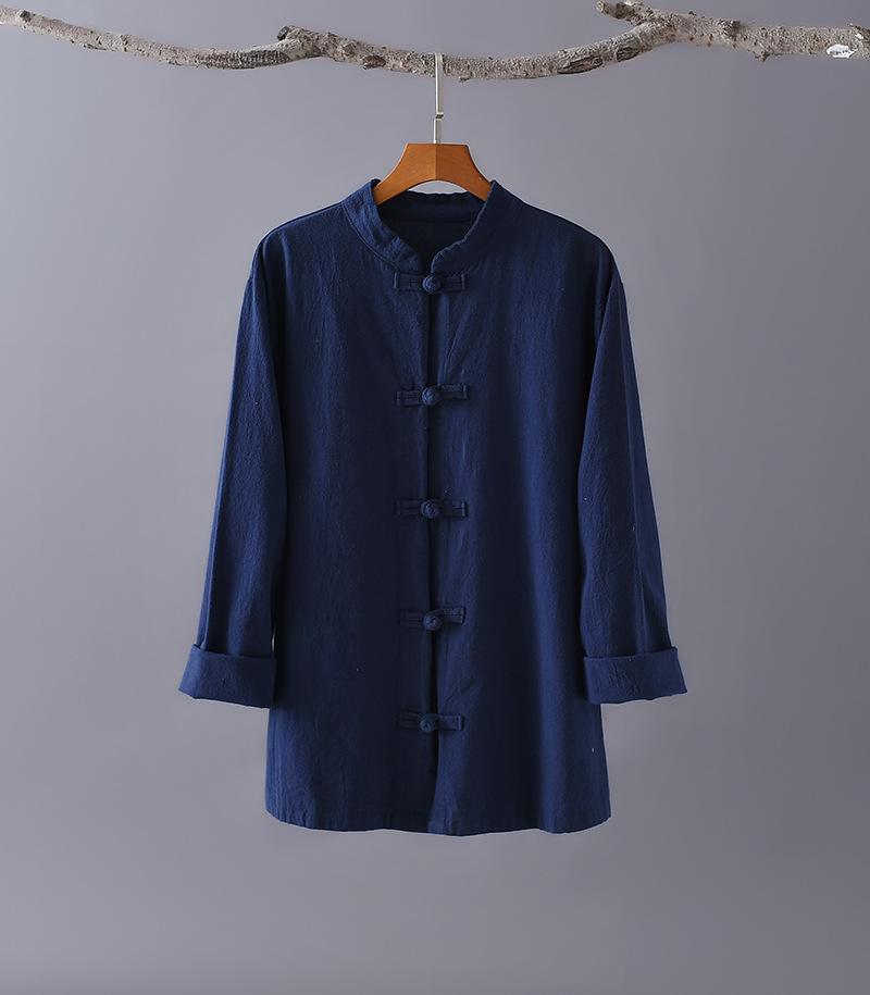 2026 Spring Women's Chinese Retro Linen Stand Collar Shirt with Frog Buttons for Tea Ceremony, Meditation, Zen & Tai Chi Exercise