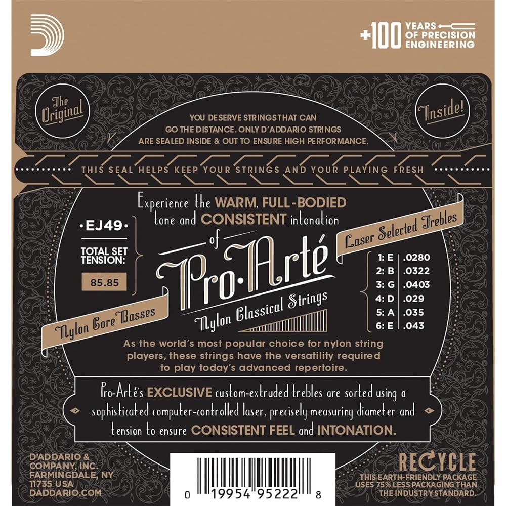 D'Addario Daddario Classical Guitar Strings Pro Arte Silver/Black Normal EJ49 x 10 Set [Domestic ...